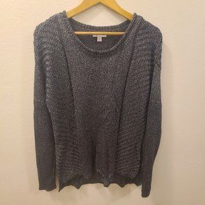 Calvin Klein Black Metallic Sweater Silver Sparkle Womens Size Large Relaxed Fit